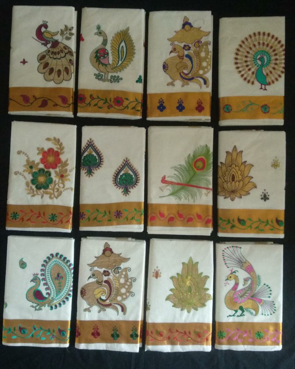 Kerala Embroidery Saree - 6F3809